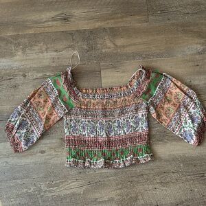Zara Paisley Off-Shoulder Top